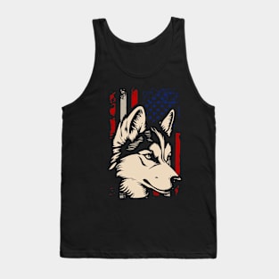 American Flag Husky Majesty, Tee Triumph for Dog Lovers Tank Top